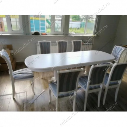 Обеденная группа SIENA SA-T6EX/OP-SC Ivory White ткань 180-19