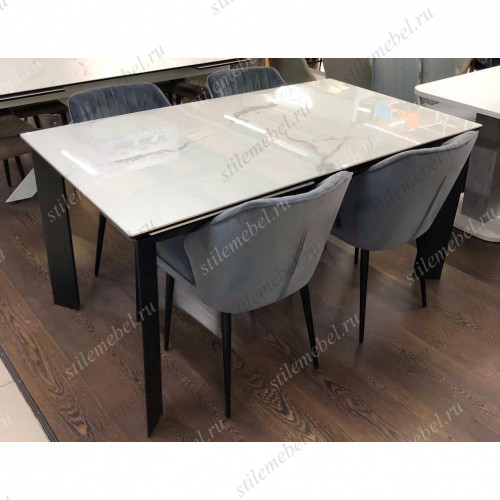 Обеденная группа CREMONA HIGH GLOSS STATUARIO/SEATTLE-V СЕРЫЙ 