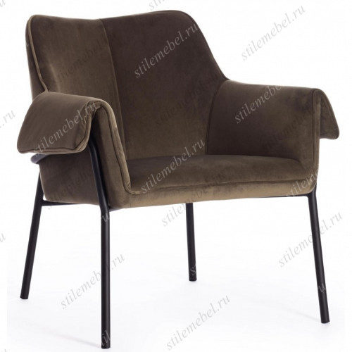 Кресло BESS (mod. 0179471)  металл/вельвет, 70х71х75 см, хаки S108 (85 DARK TAN)/черный