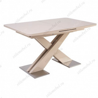 Стол CONTI 140  BEIGE GLASS бежевый глянец