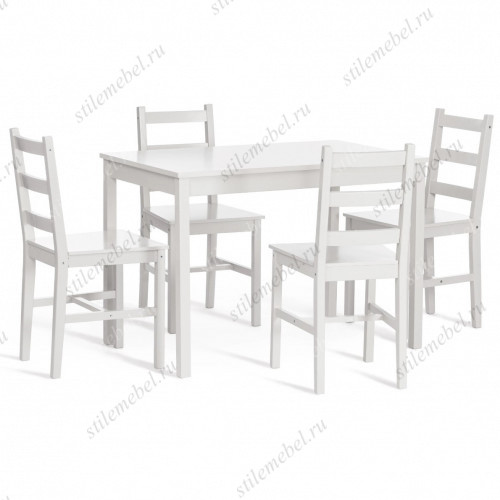 Обеденный комплект Хадсон 2 (стол + 4 стула)/ Hudson 2 Dining Set butter white