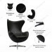 Кресло EGG CHAIR чёрный, натуральная кожа