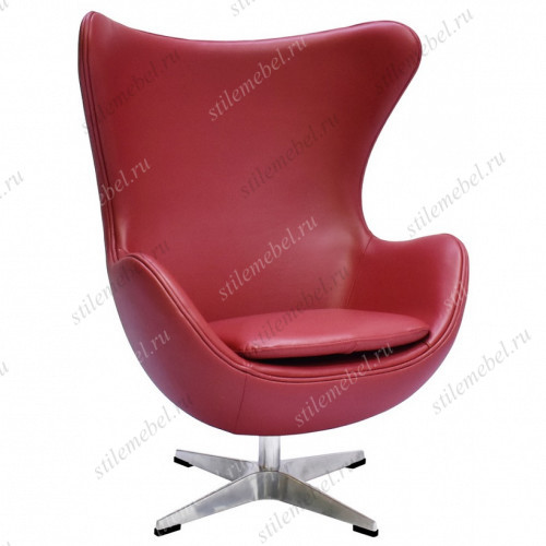 Кресло EGG CHAIR красный, натуральная кожа