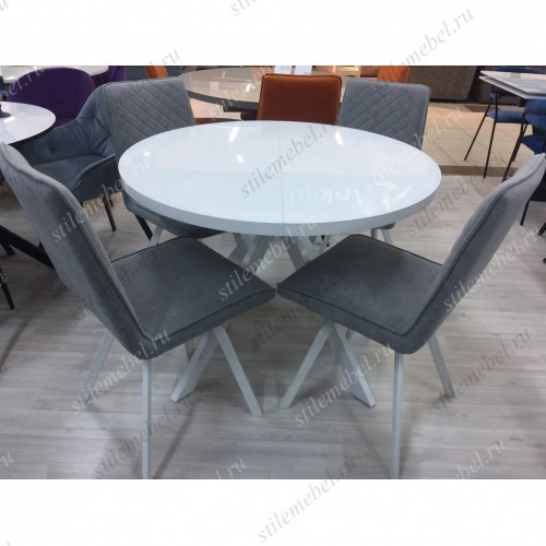 Обеденная группа RONDO 110/202 B22 GREY, ножки белые