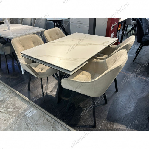 Обеденная группа SKM120 БМ/252М поворотный, B03 BEIGE, ножки белые