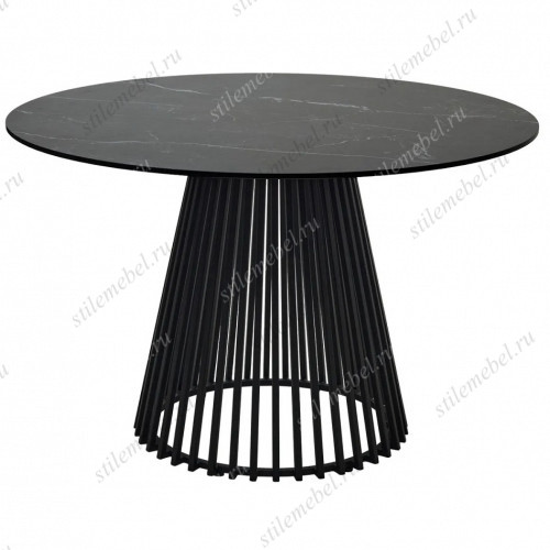 Стол TERNI 120 MATT BLACK MARBLE SOLID CERAMIC Черный мрамор матовый, керамика /Черн.каркас, ®DISAUR