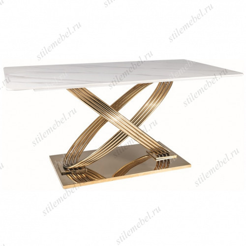 Стол SIGNAL HERMES, белый, эффект мрамора / золото, 160X90