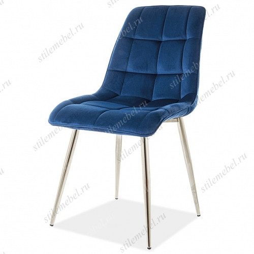 Стул SIGNAL CHIC VELVET, ножки хром / синий BL86