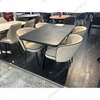 Обеденная группа AKD120 STONE BLACK ST CER/347 микровелюр E 52 бежевый, ножки черные Обеденная группа AKD120 STONE BLACK ST CER/347 микровелюр E 52 бежевый, ножки черные