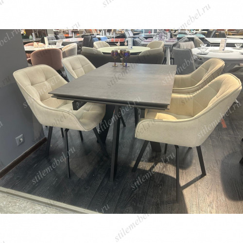 Обеденная группа DM120 Хромикс бронза/252М поворотный, B03 BEIGE, ножки черные