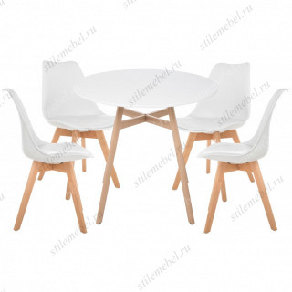 Обеденная группа Номиа 80 white / wood Обеденная группа Номиа 80 white / wood