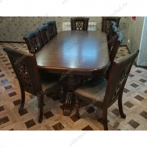 Обеденная группа стол Lusa/Lusa 2 и 8 стульев Light Walnut