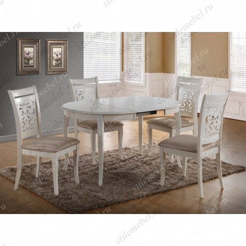 Обеденная группа Milano+Siena Butter White ткань бежевая