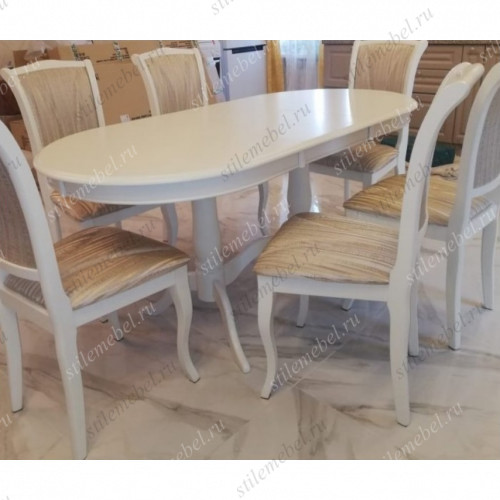 Обеденная группа Eva+Opera Ivory White ткань 180-9